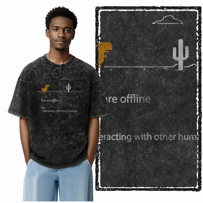 THEME Printed Cotton Acid Washed Exclusive Graphic Unisex T Shirt Cool Streetwear Men Tshirts Big Size Tee for men