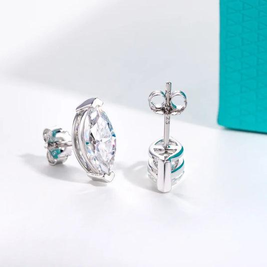 1cttw-6cttw Marquise Moissanite Earrings 925 Sterling Silver D Color VVS1 Moissanite Classic Stud Earring for Woman