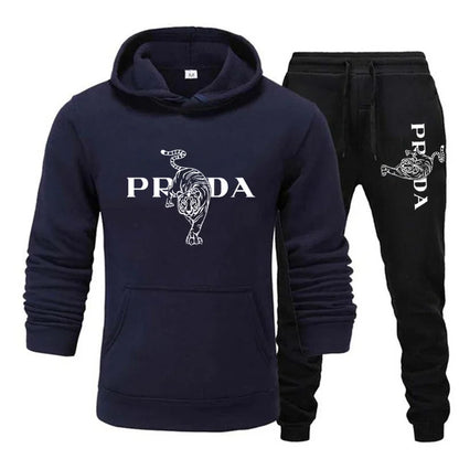 The men's outdoor fitness sweatshirt and pants set for autumn and winter includes a long-sleeved sports shirt and casual pants