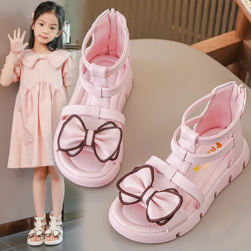 Girls Sandals Summer 2025 New Fashion Children Roman Shoes Middle and Large Children Soft Open Toe Little Girl Princess Shoes