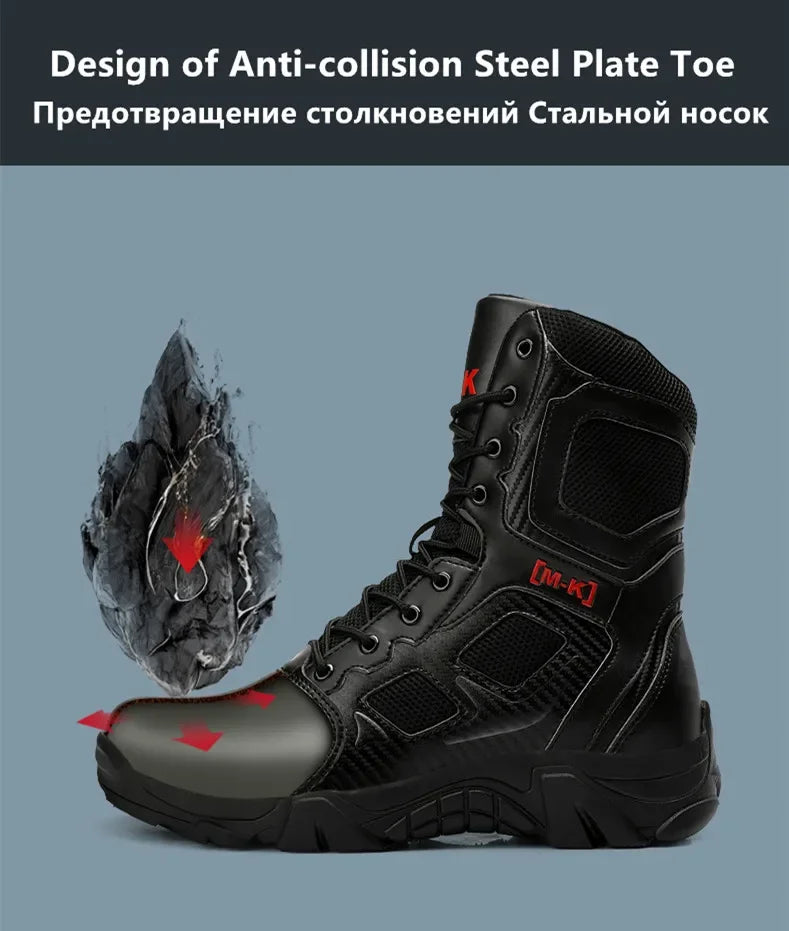 High-Top Work Boots Indestructible Safety Shoes Men Steel Toe Shoes Puncture-Proof Sneakers Male Shoes Men Non Slip Work Shoes