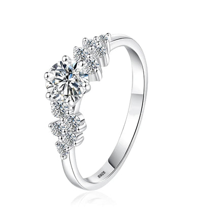 0.5ct 5mm Moissanite Ring for Women 925 Sterling Silver with White Gold Plated Lab Diamond Wedding Gemstone Bride Rings