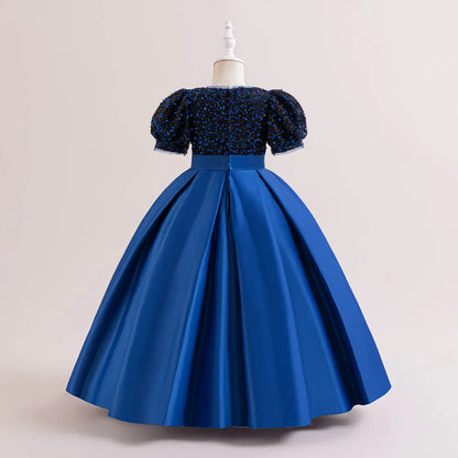 Christmas Sequin Bridesmaid Girl Dresses Elegant Bow Wedding Party Princess Prom Kids Dress For Girls Birthday Evening Costumes