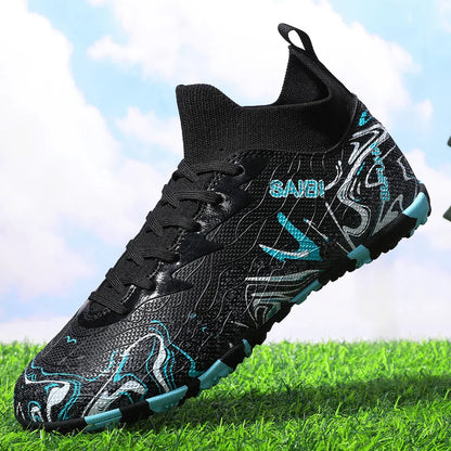 football boots sneakers chuteira society soccer shoes Above the ankle but not to the knee Anti-slip column Sole spikes