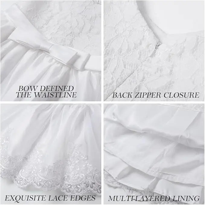 Girls White Baptism Dress Bridesmaid Dresses For Wedding Prom Gown Big Bow Girls Elegant Dresses Red Puffy Christmas Dress