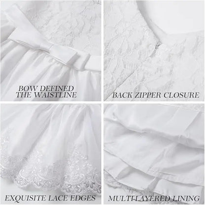 Girls White Baptism Dress Bridesmaid Dresses For Wedding Prom Gown Big Bow Girls Elegant Dresses Red Puffy Christmas Dress
