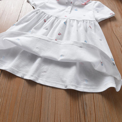 Baby Girls' Dress Summer Short Sleeved Cotton Clothes for Children Aged 2-6 Years Cute Casual Outfit