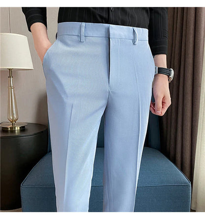 Men Solid Boutique Suits Pants Male Formal Wear Wedding Dress Trousers Quality Men British Style Business Casual Suit Pants 36