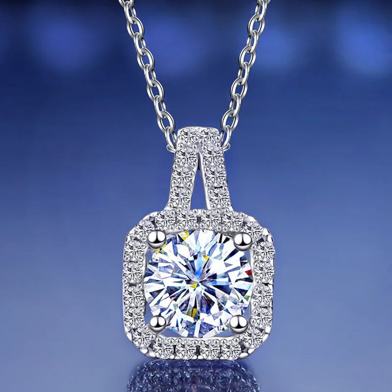 S925 Sterling Silver jewelry for women 1 carat moissanite diamond 3 pieces set necklace ring earrings wedding party