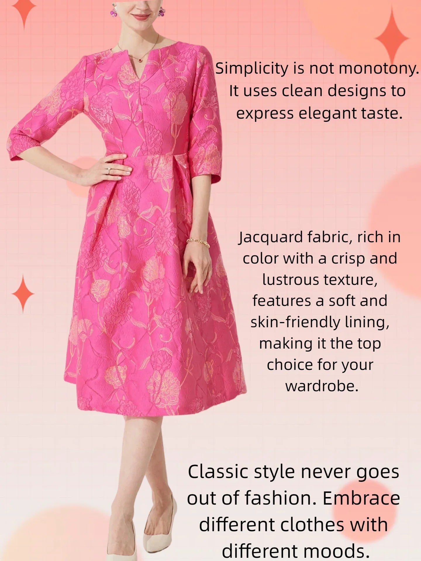 Luxury Dress Women Fashion Elegant Jacquard Dress Party Floral Women Clothing Evening Vintage Dress Formal Vestidos