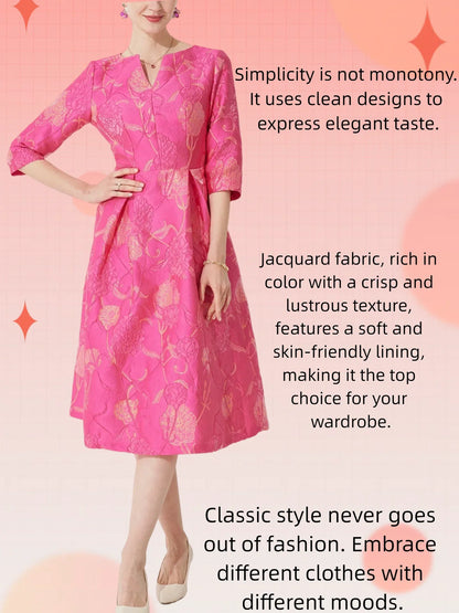 Luxury Dress Women Fashion Elegant Jacquard Dress Party Floral Women Clothing Evening Vintage Dress Formal Vestidos