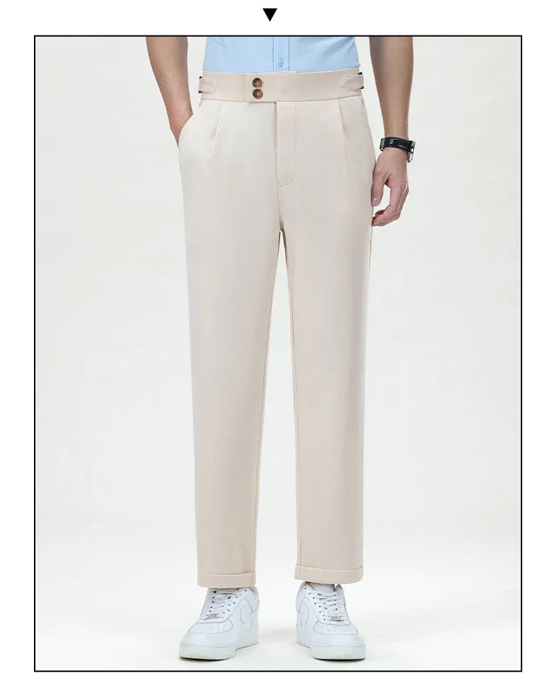 Mens Dress Pants Elastic Business Casual Pants Groom Wedding Party Formal Pants for Men Office Commute Pants