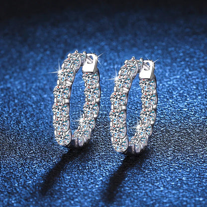 3mm Full Moissanite Ear Hoop Earrings 925 Sterling Silver Earring For Woman Wedding Engagement Luxury Jewelry Wholesale