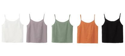 Vintage Cotton Linen Women's Summer Tank Top Sleeveless Harajuku Basic Cuasal Female Top For Girls Camisole Women Clothing