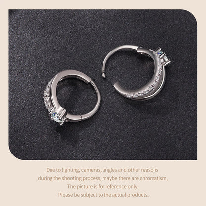 Classic Moissanite Hoop Earrings for Women, Double-Layer 925 Sterling Silver D Color Round Cut Lab Diamond Earrings