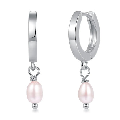 Women Pearl Dangle Earrings 14K Gold Plated Hoops Fresh Water Pearl Earring With 925 Sterling Silver Post Popular Jewelry