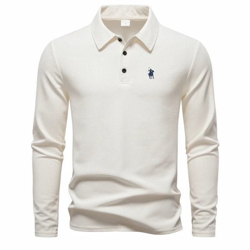 High end fashion polo shirt embroidered long sleeved men's clothing autumn new comfortable and breathable casual brand T-shirt