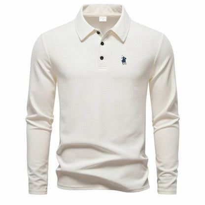High end fashion polo shirt embroidered long sleeved men's clothing autumn new comfortable and breathable casual brand T-shirt