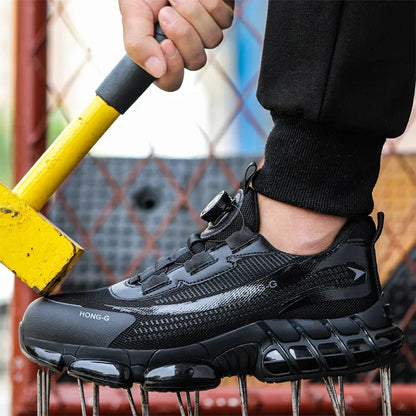 Men Rotating Button Work Sneakers Steel Toe Shoes Safety Boots Puncture-Proof Tactical Boots Indestructible Fashion Protective