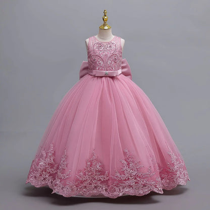 4-12 years old gorgeous girl dress sheer elegant girl birthday party princess dress long carnival evening dress summer clothing