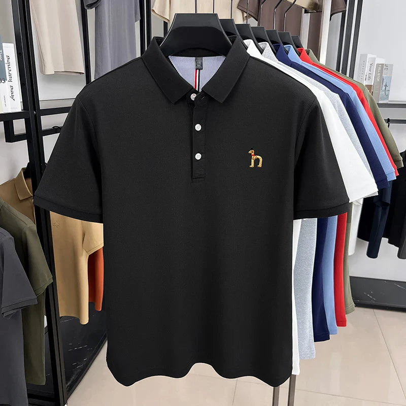Brand Design Men's Polo Shirt Lapel Short Sleeve T-Shirt Summer New Exquisite Dog Embroider Fashion Business Handsome Men's Wear