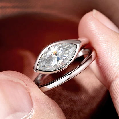 0.5-2CT Marquise Cut Moissanite Rings for Women Lab Diamond Solitaire Wedding Band Girls 925 Sterling Silver Jewelry Fine