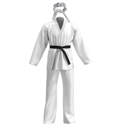 Karate Kids KOF Cobra Kai Cosplay Costume Kid Adult Black White Kimono Uniform Headband Anime Halloween Party Suit Tracksuit