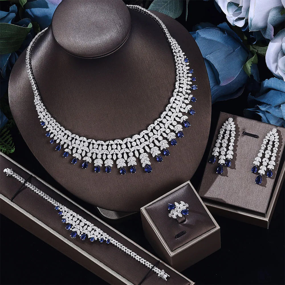4-piece luxury suit necklace earrings bracelet ring accessories women's bohemian luxury jewelry party