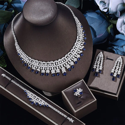4-piece luxury suit necklace earrings bracelet ring accessories women's bohemian luxury jewelry party