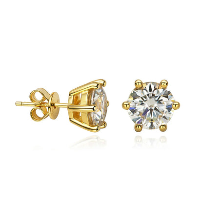 Moissanite Stud Earrings D Color 0.5-2 Carat 925 Sterling Silver Gold Plated Moissanite Earrings For Women Wedding Party