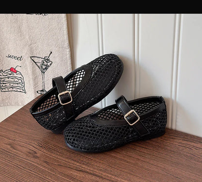 Toddler Girls Mesh Ballet Flats 2026 New Summer Ankle Strap Sandals Non-slip Simple Princess Outdoor Beach Sandals Metallic Gold