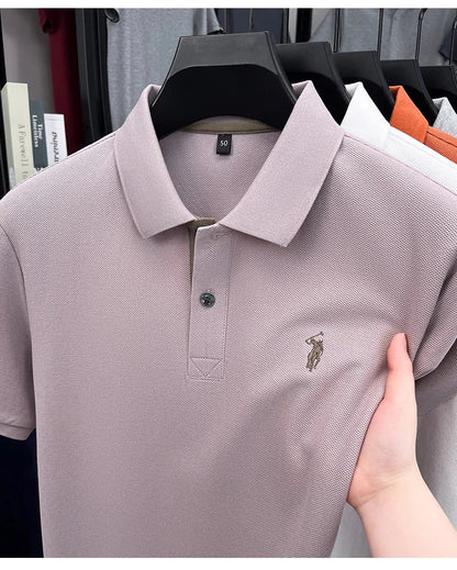 100% pure cotton high-end brand men's short sleeve polo shirt comfort lightweight summer casual T-shirt youthful fashionable top