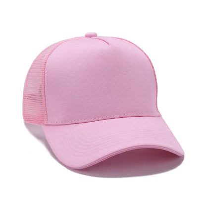 Custom Trucker Hat Logo Cotton Mesh Breathable Baseball Cap Women Men Summer Sunshade Mesh Cap 5 Panels Truck Hat Cap Wholesale