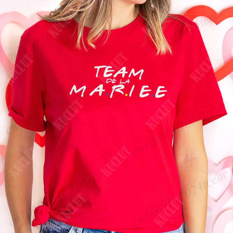 Friends Bachelorette EVJF Party T-shirt French Girls Single Farewell Tops Team Bride Bridesmaid Tees Bridal Shower Wedding Shirt