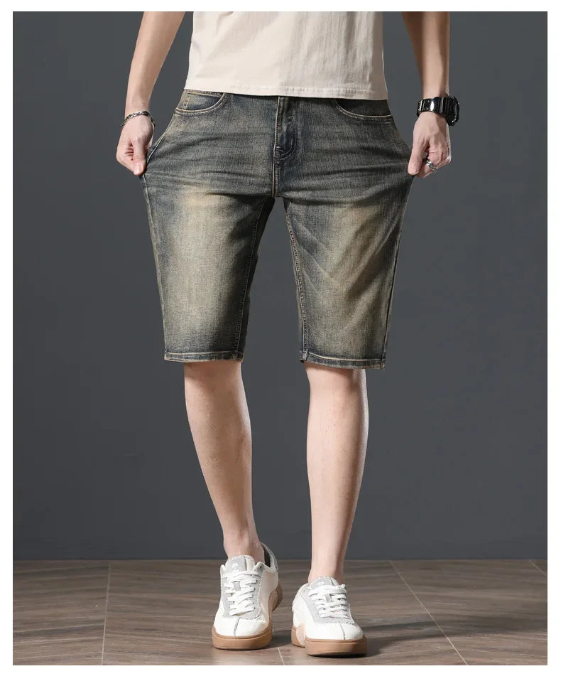 2025 New Summer Brand Stretch Thin Bermuda Masculina Cotton Denim Jeans Men Knee Length Soft Ropa Hombre Shorts