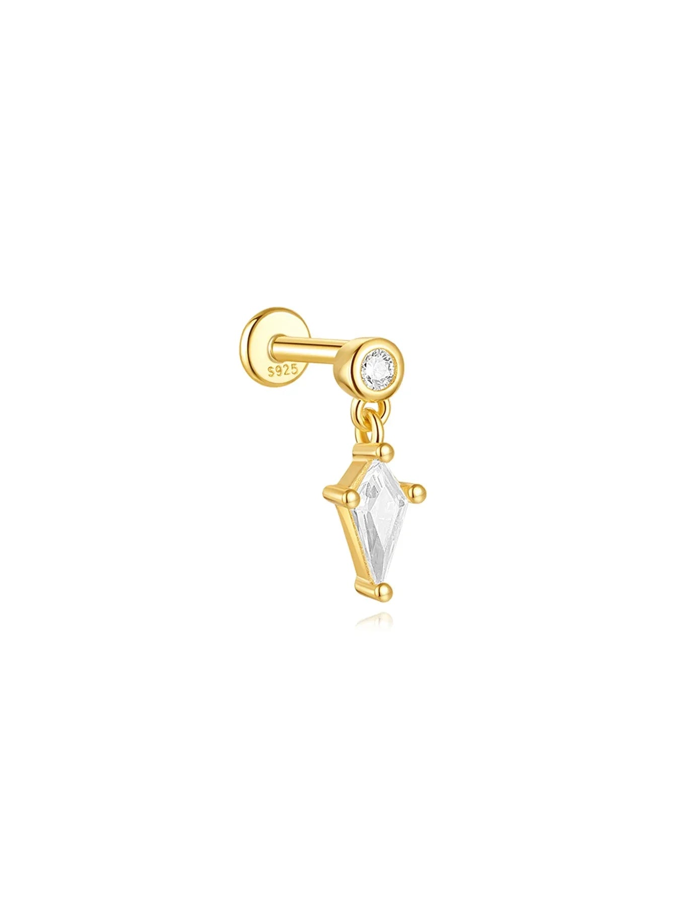 1PC Four Pointed Star Moon Tassel Lotus Cartilage Spiral Puncture 925 Sterling Silver Stud Earring For Women Ins Earring