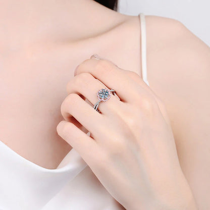 1ct Moissanite Rings for Women Sparkling Lab Gem Wedding Band S925 Sterling Silver Eternity Engagement Promise Rings