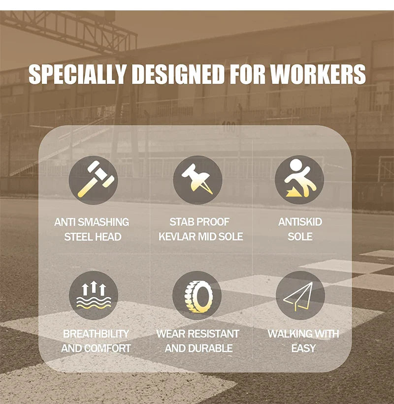 Security Protection Shoes Men Steel Toe Safety Boots Anti-smash Anti-Puncture Work Boots Safety Shoes Man lightweight breathable