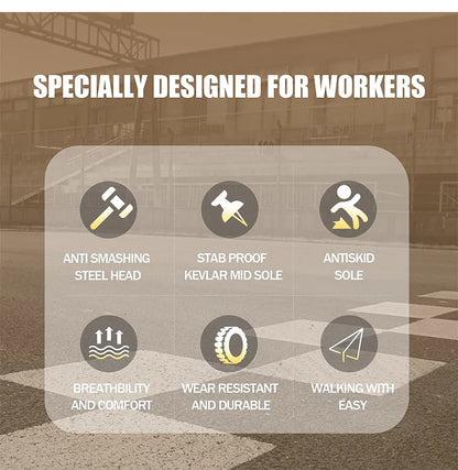 Security Protection Shoes Men Steel Toe Safety Boots Anti-smash Anti-Puncture Work Boots Safety Shoes Man lightweight breathable