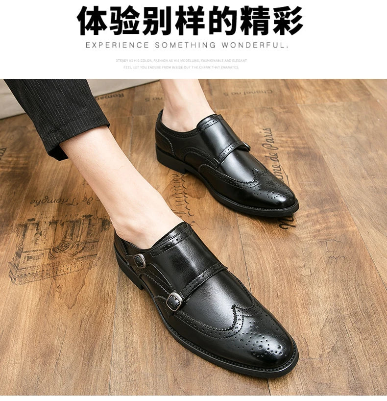 Classic Dress Shoes Men Trend Casual Business Office Leather Shoes For Men Large Size 48 Social Party Formal Brogues Shoes Male