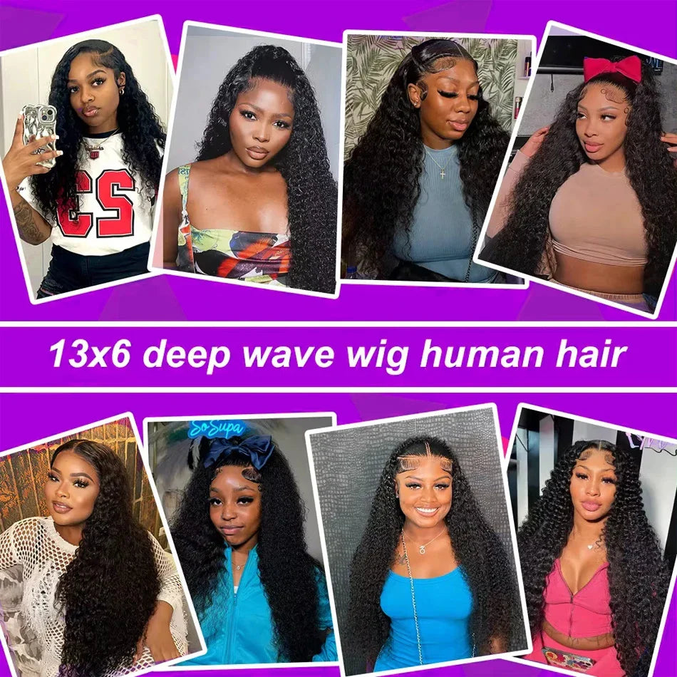 Hd 250 % Loose Deep Wave 30 38 40 Inch 13x6 HD Lace Frontal Human Hair Wigs Brazilian PrePlucke Water Curly 13x4 Lace Front Wig