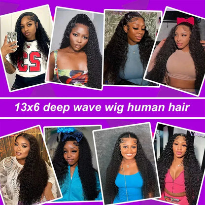Hd 250 % Loose Deep Wave 30 38 40 Inch 13x6 HD Lace Frontal Human Hair Wigs Brazilian PrePlucke Water Curly 13x4 Lace Front Wig
