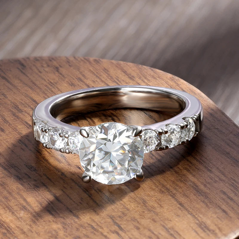 D VVS1 2ct Moissanite Rings for Women Engagement Wedding Brilliant Lab Diamond Band with GRA s925 Sterling Silver Ring