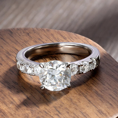 D VVS1 2ct Moissanite Rings for Women Engagement Wedding Brilliant Lab Diamond Band with GRA s925 Sterling Silver Ring