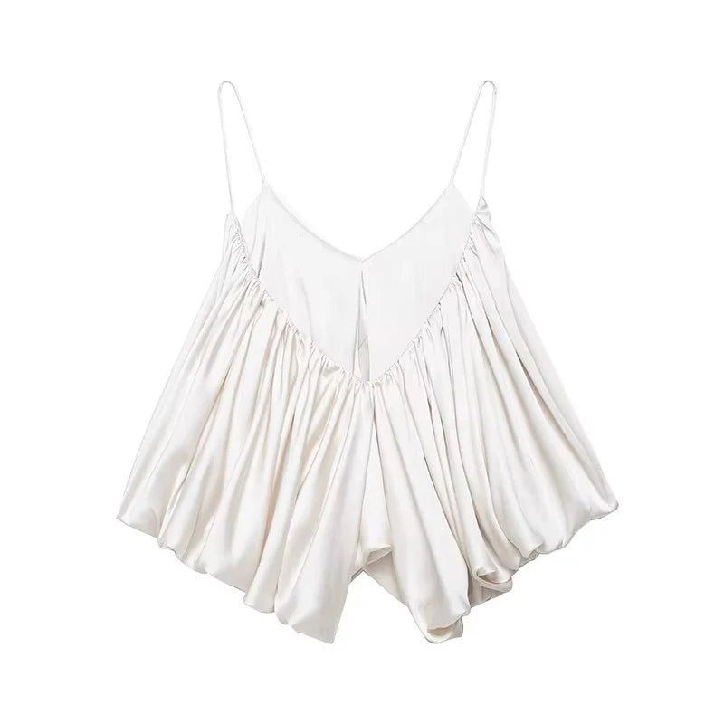 New Slip Tops Fashion Satin Elegant Crop Top Woman 2026 Sleeveless Thin Straps Short Tops For Women Backless Sexy Party Top