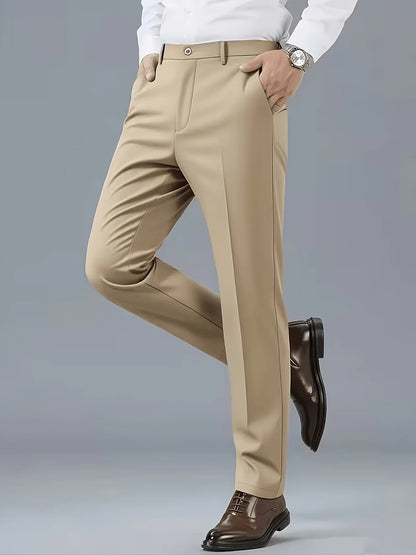 4-Pack Men's Slim Fit Stretch Dress Pants, Wrinkle-Resistant Formal Business Trousers, Comfortable Office Work Wear Bottoms