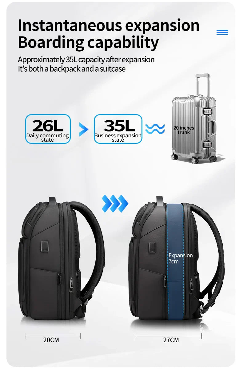 Business Waterproof Backpacks USB Charging Men Backpack Fit 15.6 Inch Laptop Travel 35L Large Capacity Backpack