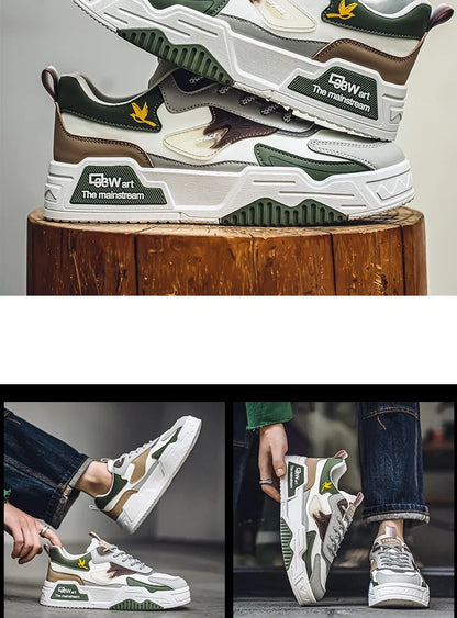 2024 Autumn New Casual Sports Shoes Men's Leather Low-Top Fashion Trend Easiest for Match Running Shoes Men's Skateboard Shoes Suitable for Outdoor Sports