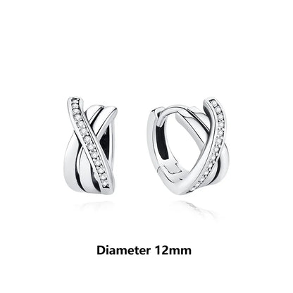 Original 925 Sterling Silver Earrings 2025 Stud Hoop Crystal Earings For Women Rose Gold Crown Heart Infinity Bee Earing Jewelry