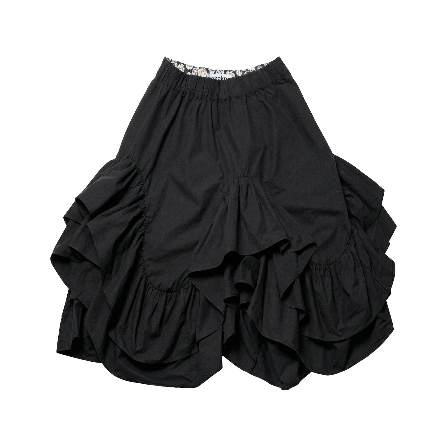 2026 Spring Forest High Waist Irregular Ruffle Edge Medium Long Dress Black Half Skirt Female 265401